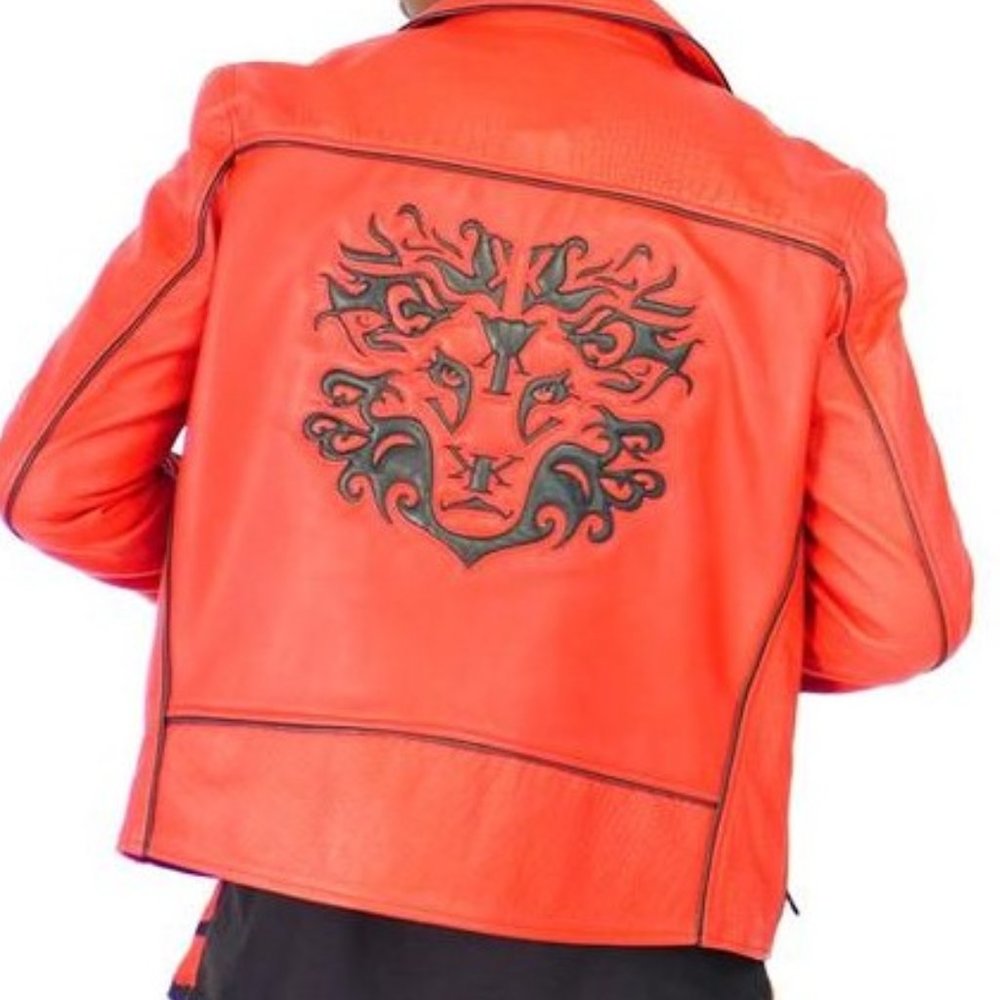 Mens Biker Gator Embossed 100% Leather Jacket